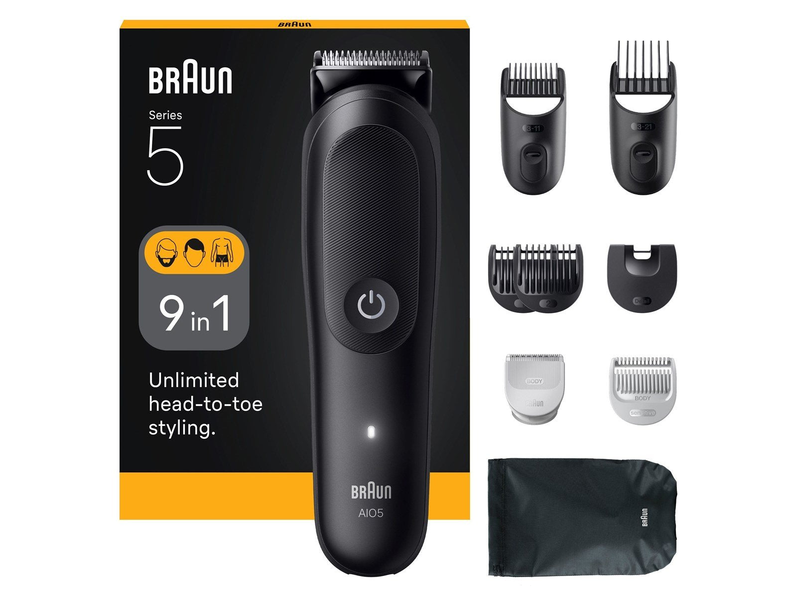 Braun Body trimmer Styler AIO 5540 - Black Matt Braun Body trimmer Styler AIO 5540 - Black Matt
